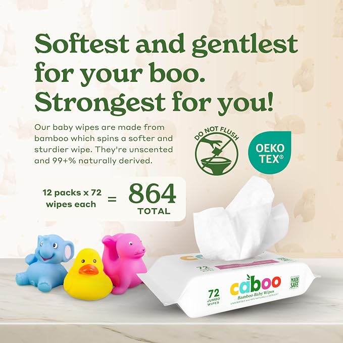Caboo Baby Wipes, Made with Bamboo Viscose, Certified Made Safe Ingredients - Image 2
