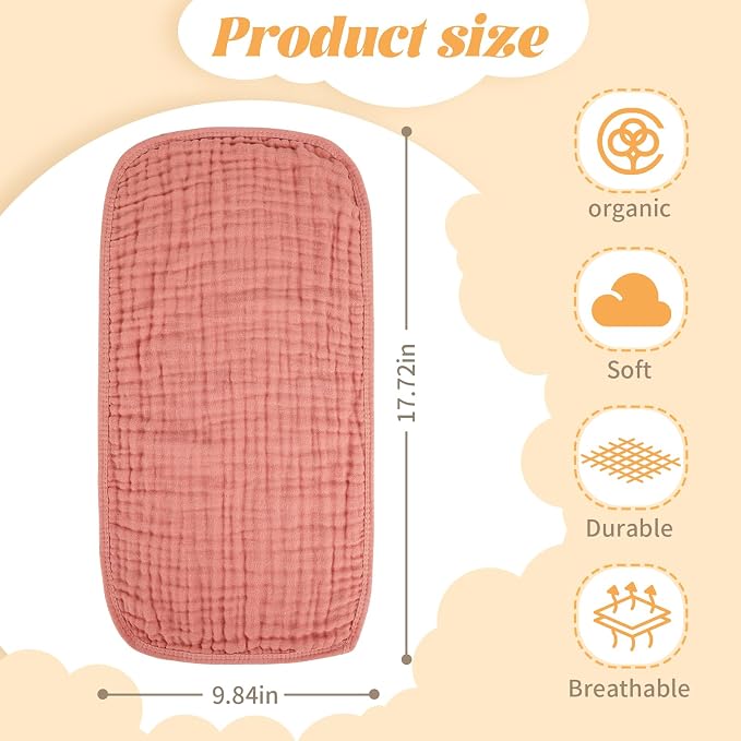 Baby Burp Cloth 100% Cotton Newborn Cotton Muslin Burp Cloth 10x20 inches - Image 3