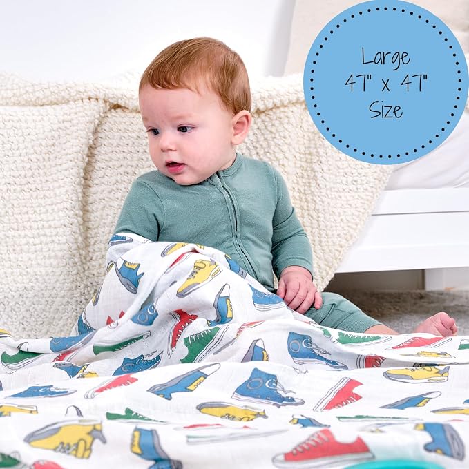LollyBanks Swaddle Blanket, 100% Cotton Muslin Swaddle Blankets, Neutral - Image 5