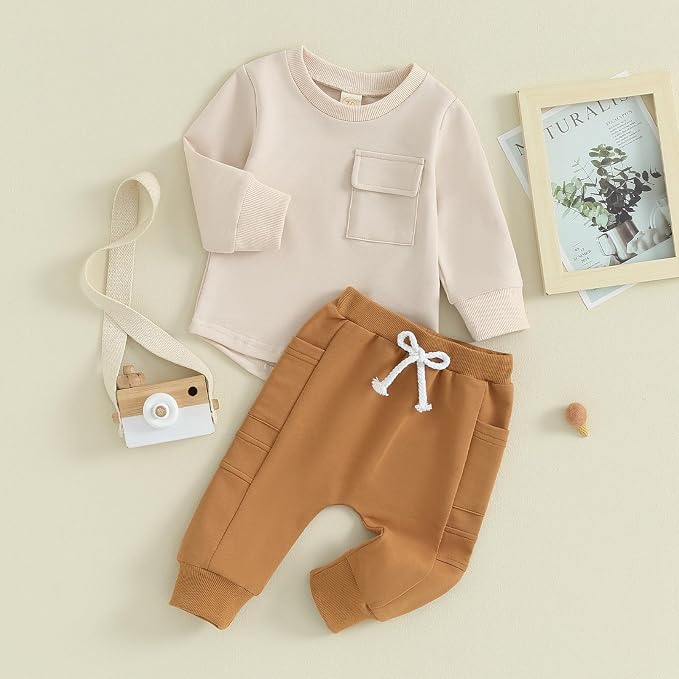 Kuriozud Toddler Baby Boy Fall Winter Clothes Long Sleeve Crewneck Pullover - Image 2