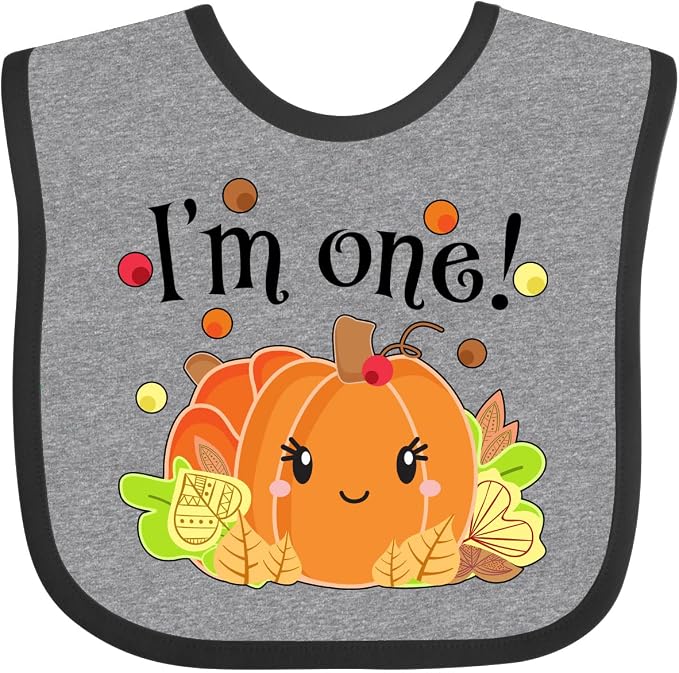 inktastic I'm One- Pumpkin Birthday Autumn Baby Bib by Inktastic