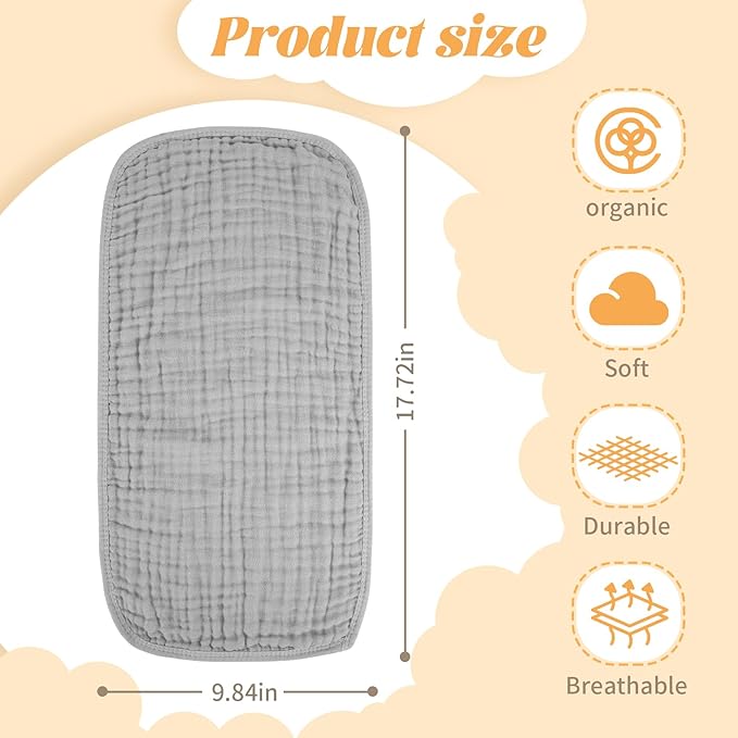 Baby Burp Cloth 100% Cotton Newborn Cotton Muslin Burp Cloth 10x20 inches - Image 2