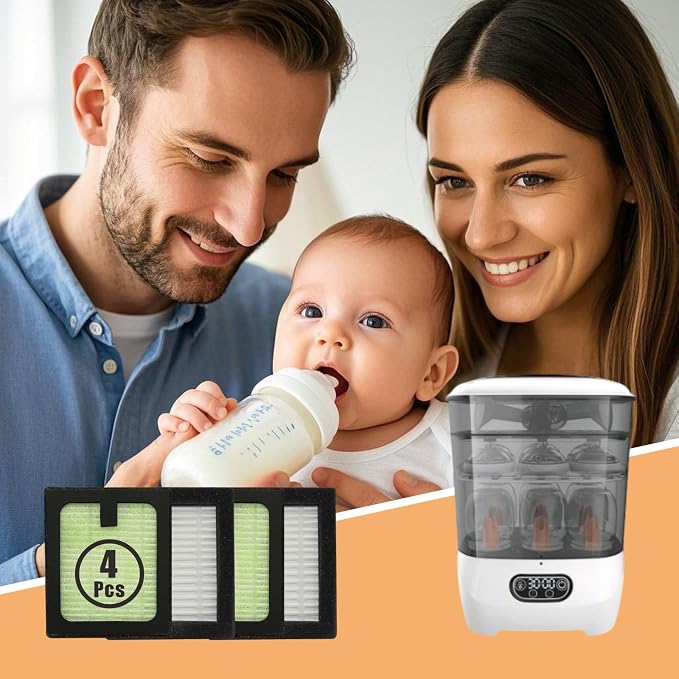 4 Pack HEPA Filter Replacement for Baby Brezza Baby Bottle Washer Pro, High - Image 6