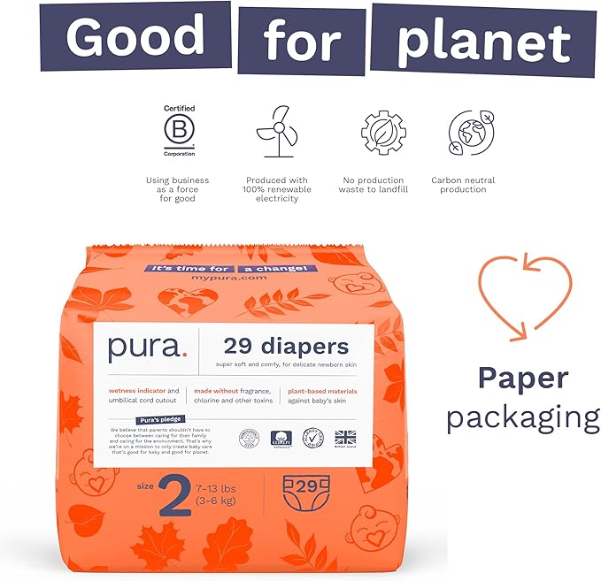 Pura Hypoallergenic Diapers Size 2 Monthly Pack, Totally Chlorine Free - Image 4