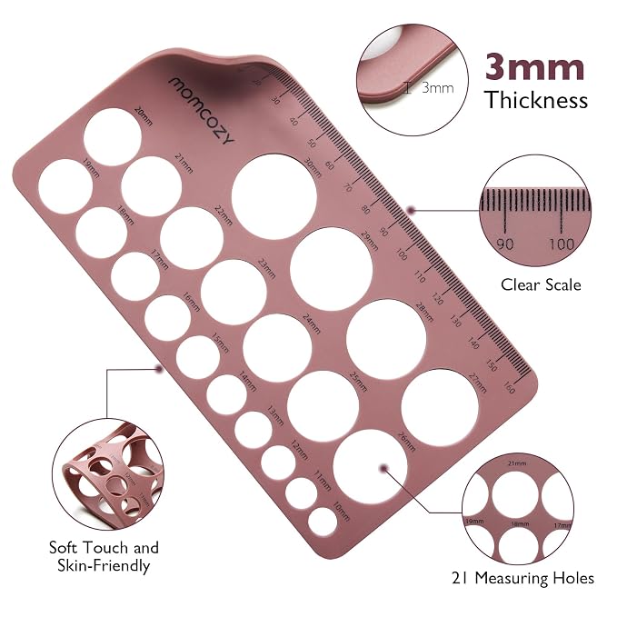 Momcozy Nipple Ruler for Flange Sizing, Soft & Flexible Silicone Measurement - Image 2