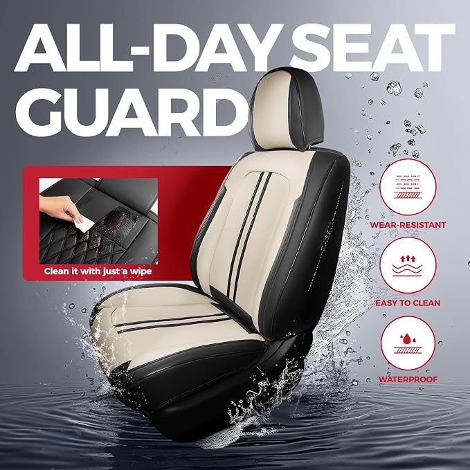 FREESOO Car Seat Covers Full Set, Leather Seat Covers - Image 3