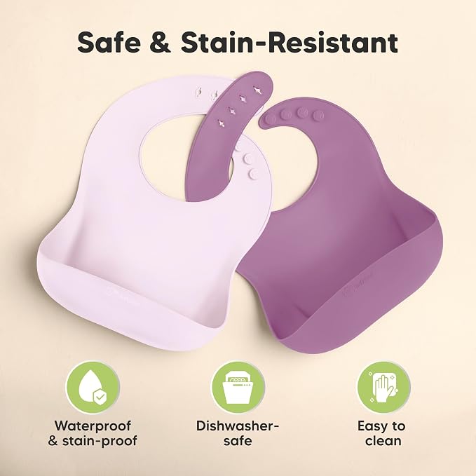 KeaBabies 2-Pack Silicone Baby Bibs - Image 6