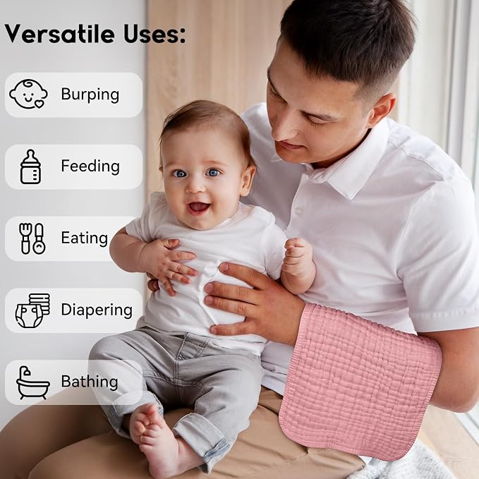 Muslin Burp Cloths for Baby 100% Cotton Burping Cloths for Boys Girls Large - Image 5