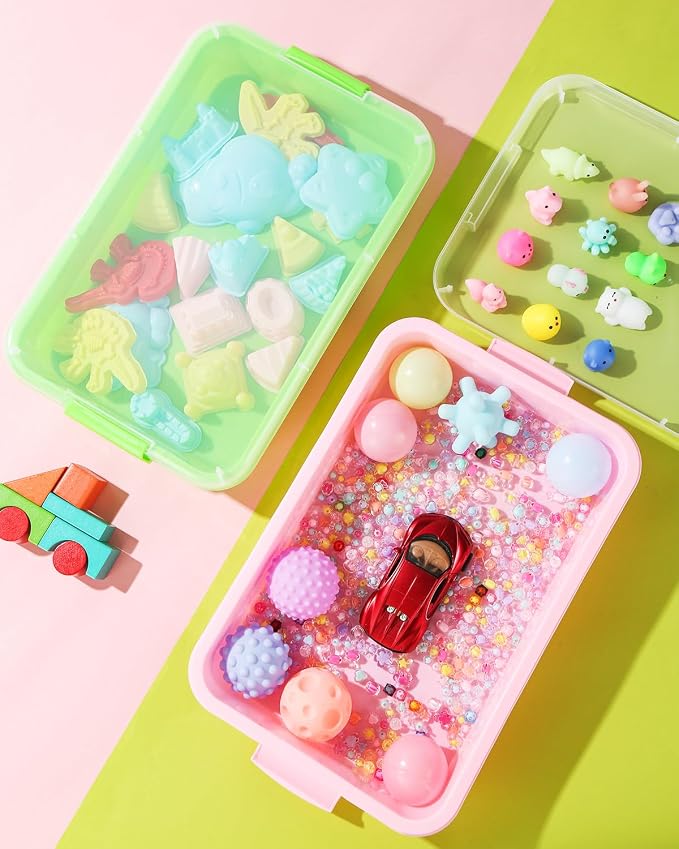 Sensory Bin Sand Tray with Lid for Toddlers 2 Pcs 15in Portable Sandbox Toy - Image 5