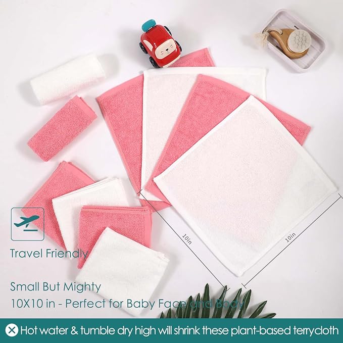 Baby Washcloths 12 Pack, 10x10 inch Heavenly Soft Wash Cloth - Image 6