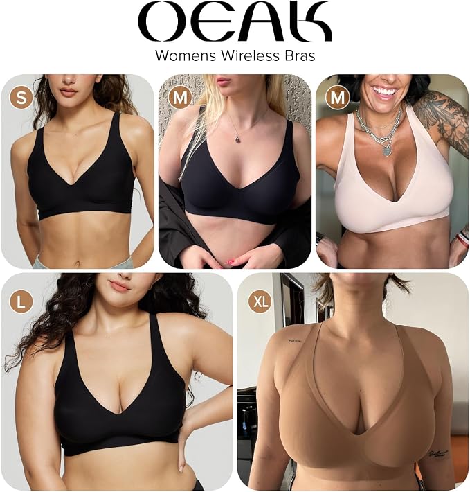 OEAK Womens Deep V Bras Wireless Comfortable Bra Supportive No Underwire Bras - Image 7