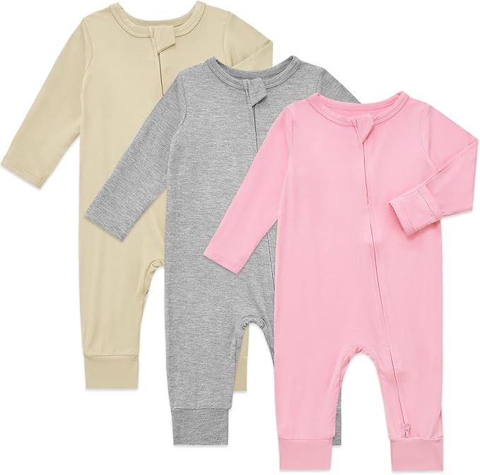 Aablexema Baby Footless Pajamas Rayon 3pcs Unisex Infant Zipper Romper by Aablexema