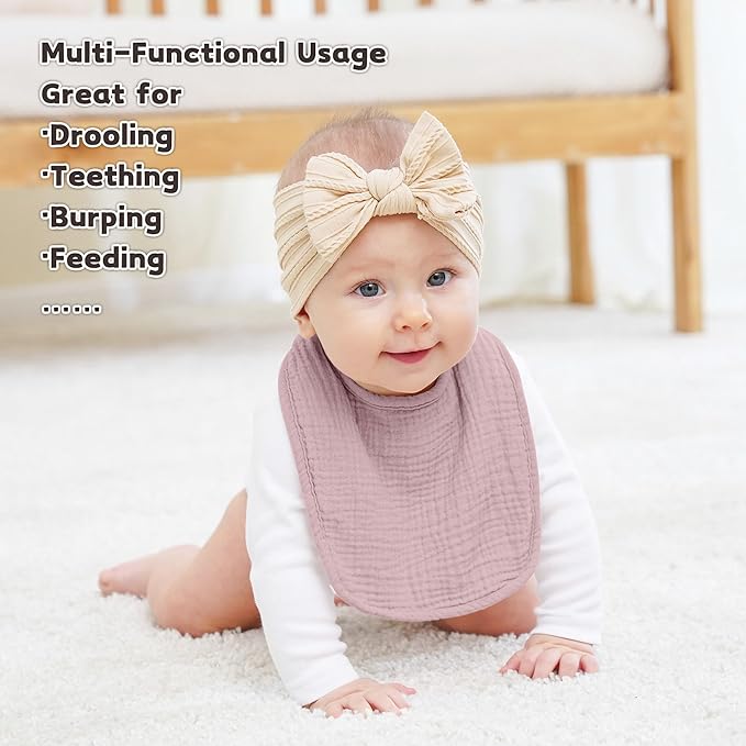 Susurration Muslin Baby Drool Bibs 6Pack Soft Square Adjustable Baby Bandana - Image 2