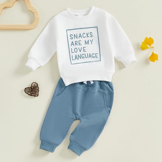 Toddler Baby Boy Fall Winter Outfit Long Sleeve Letter Print Sweatshirts and - Image 2
