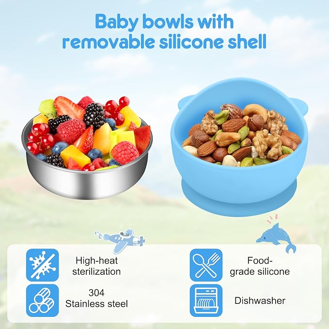 2 Pack Stainless Steel Baby Bowls - Image 4