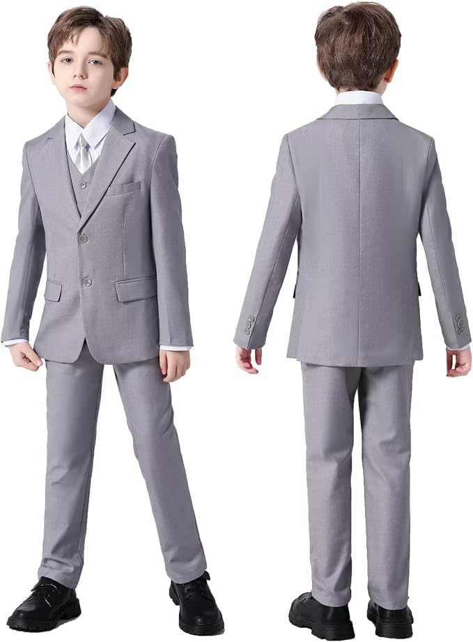 Boys Suit Set Slim Fit Kids Formal Suits Toddler Tuxedo Wedding Prom Classic - Image 5