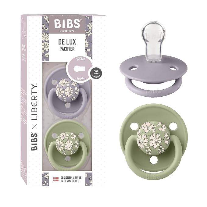 BIBS De Lux Liberty Soother 2-Pack, BPA Free Dummy Pacifier, Round Nipple. by BIBS