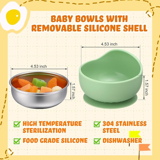 Nuogo 6 Pcs Stainless Steel Baby Bowls - Image 3