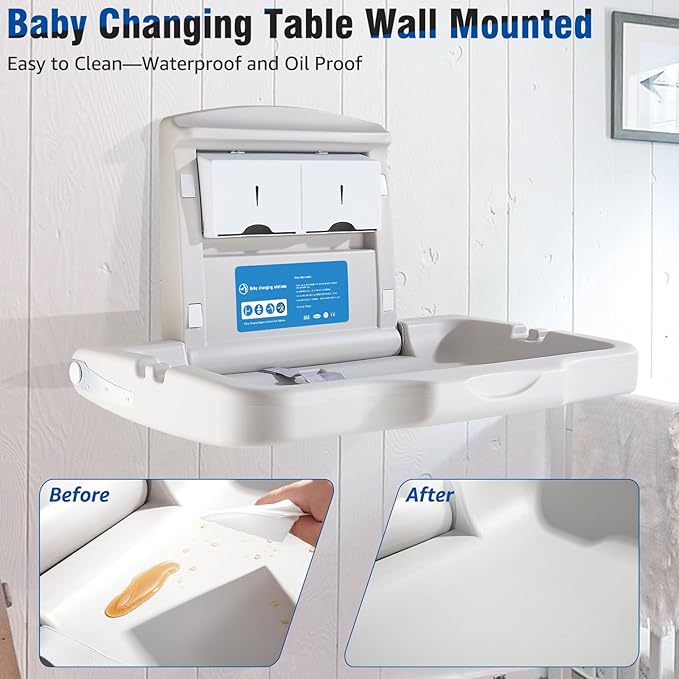 Baby Changing Station Wall Mounted, Fold Down Baby Changing Table, Commercial - Image 5