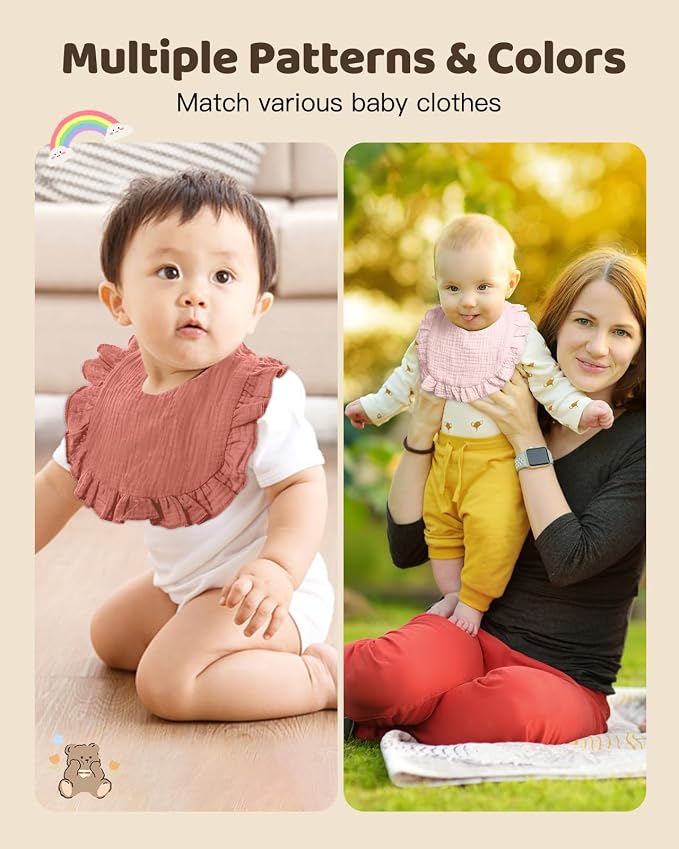 Lictin 8-Pack Muslin Baby Bibs - Image 6