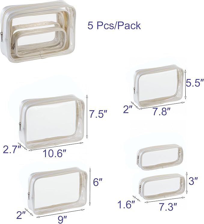TSA Approved 5-Piece Diaper Bag Organizer Pouch Set Clear Waterproof TPU Kids - Image 2