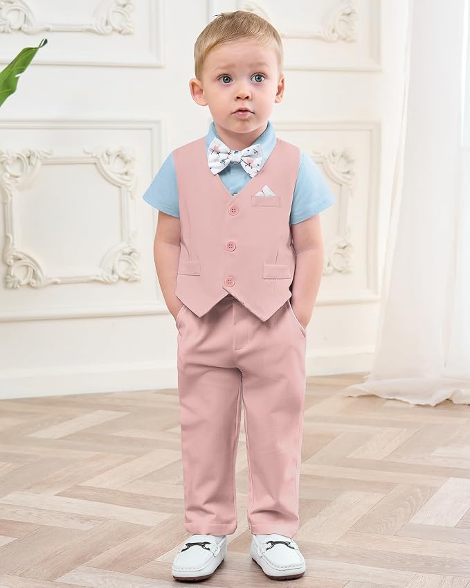 DISAUR Baby Boy Clothes Toddler Boy Outfits 4PCS Gentleman Dress - Image 3