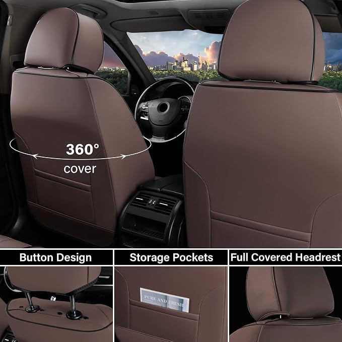 Coverado Front Seat Covers, Car Seat Covers Front Seats, Leather Seat Covers - Image 2