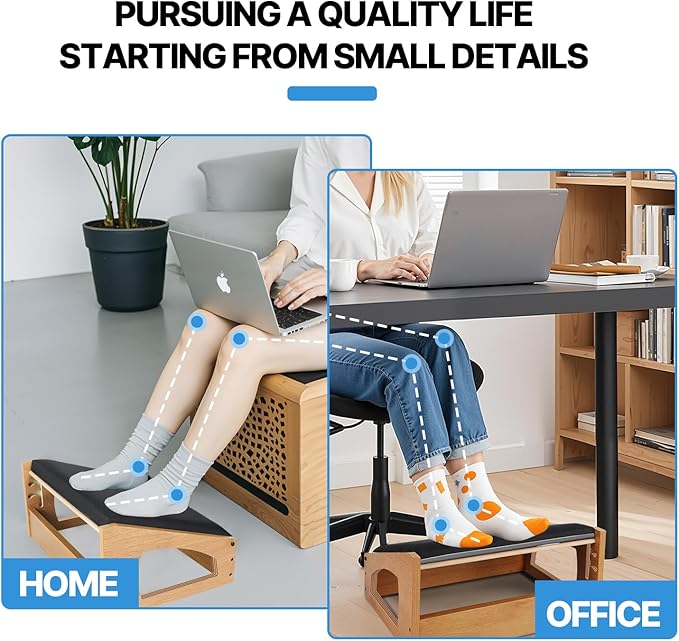 Ergonomic Foot Rest, 4 Adjustable Height Foot Stool, Footrest Under Desk， Soft - Image 5