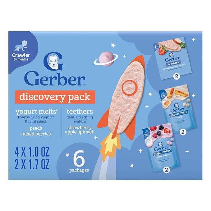 Gerber Stage 3 Baby Snacks Discovery Pack, Yogurt Melts, Teething Wafers by Gerber