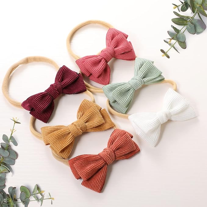 Baby Girl Headbands and Bows, Newborn Infant Toddler Nylon Elastics Hairbands - Image 6