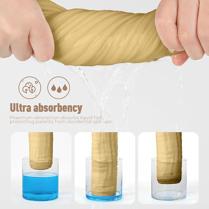 Yoofoss Muslin Burp Cloths for Baby 10 Pack 100% Organic Cotton Baby Washcloths - Image 3