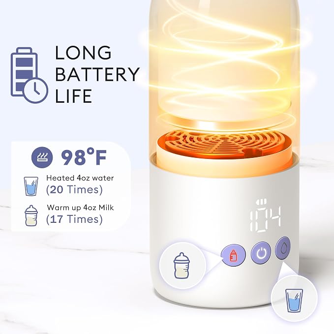 Portable Bottle Warmer for Travel, Dual Heating Modes Baby Milk Warmer On The - Image 3
