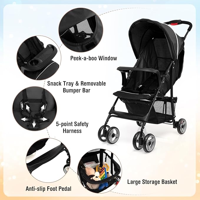 Baby Joy Lightweight Stroller, Compact Toddler Travel Stroller - Image 2