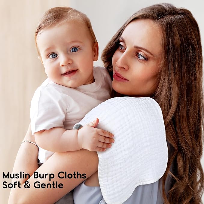 Muslin Burp Cloths for Baby 100% Cotton Burping Cloths for Boys Girls Large - Image 2