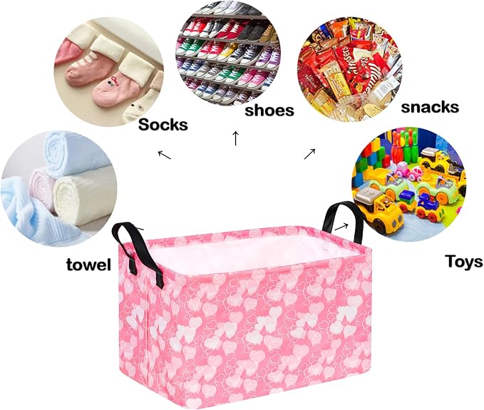 Rectangle Heart Partten Kids Gift Storage Basket Home Shelf Storage Basket - Image 6