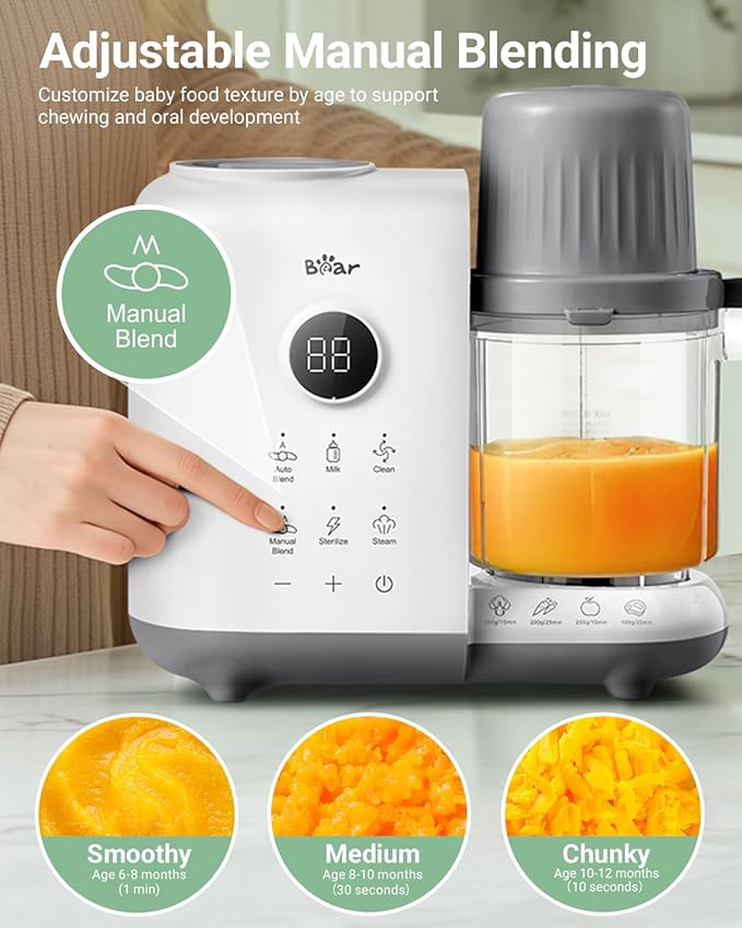 Bear Baby Food Maker with Two Layer Steam Baskets, One Step Baby Food Processor - Image 4