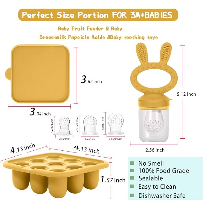 WAJIAYON Baby Breastmilk Popsicle Molds & Baby Fruit Feeder, Baby Food Freezer - Image 3