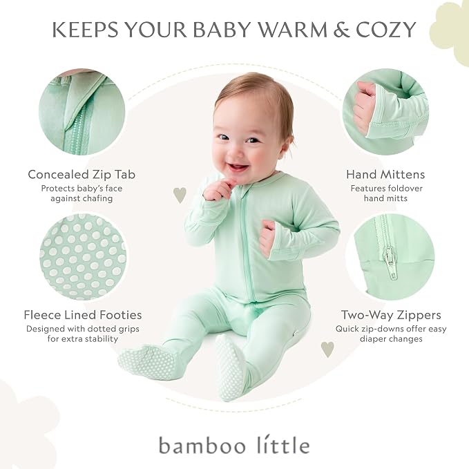 Bamboo Little Soft Baby Footie Pajamas, Baby Clothes, Newborn Sleepers - Image 2