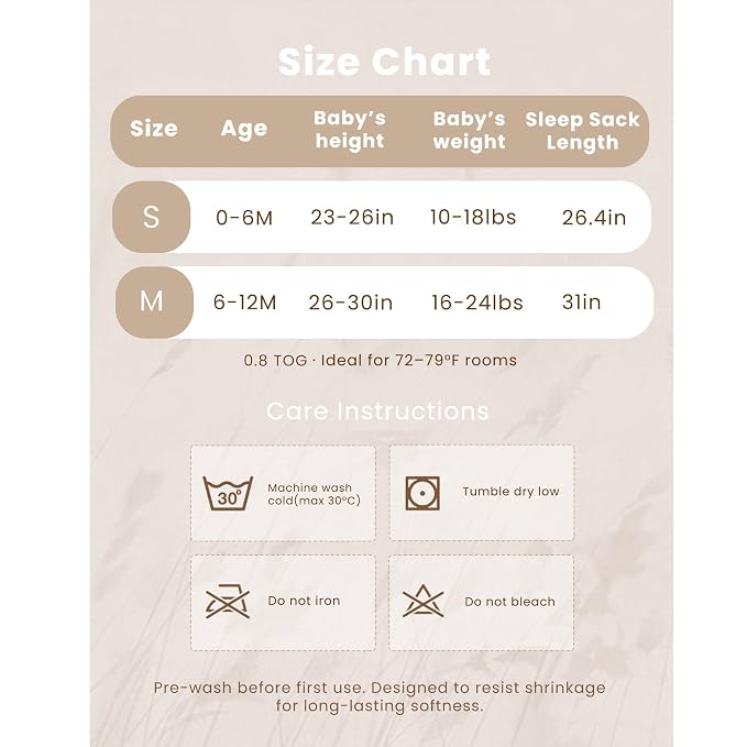Konssy Muslin Baby Sleep Sack 0-6 Months 0.8 TOG, 2 Pack 100% Cotton Wearable - Image 5