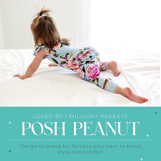 Posh Peanut Baby Girl Pajamas – Ruffled Cap Sleeve Romper PJs – Soft Viscose - Image 5
