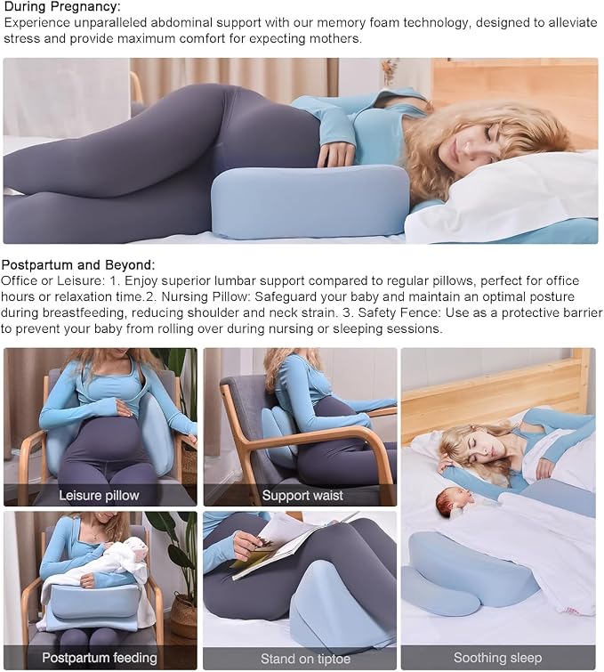 Pregnancy Pillows for Sleeping, Upgraded Memory Foam Maternity Pillow, - Image 4