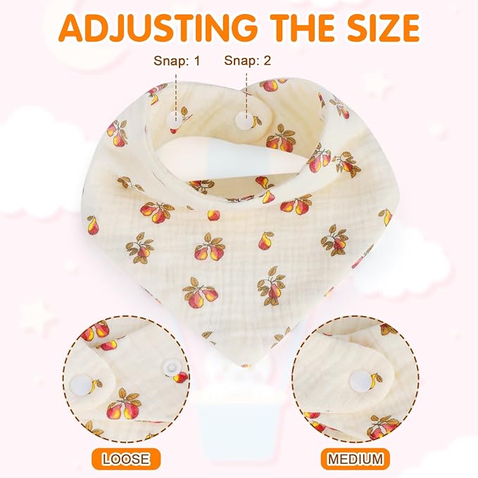Accmor Muslin Baby Drool Bibs 6 Pack Baby Bandana Drool Bibs Soft Cotton Baby - Image 3