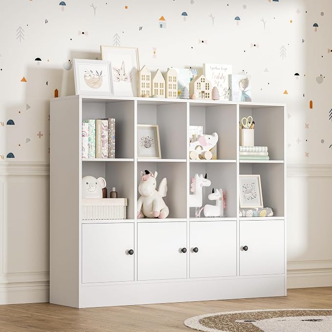 White Bookshelf, Wood Bookcase - Image 4