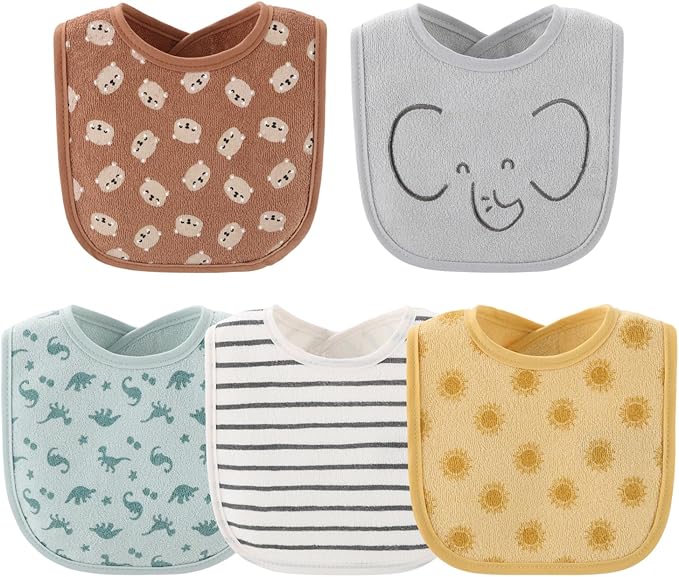 The Peanutshell Baby Boy or Girl Terry Bibs Set of 10-100% Cotton, Absorbent - Image 4