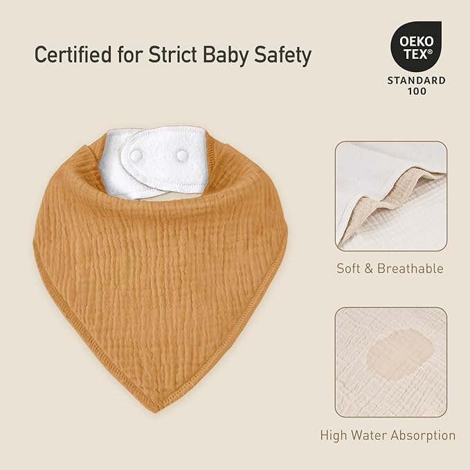Muslin Baby Bibs 8 Pack, Baby Bandana Drool Bib - Image 6