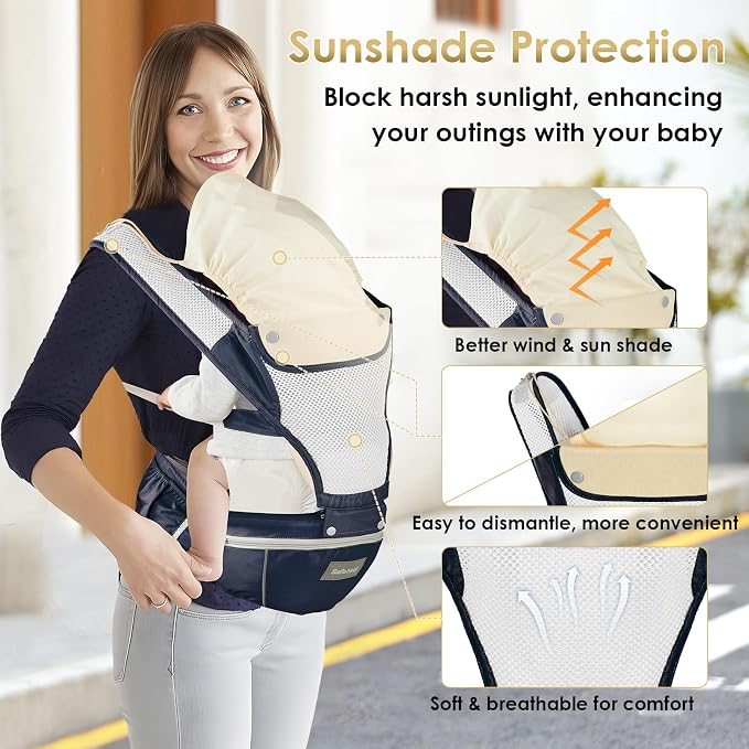 Baby Carrier Newborn to Toddler, Lightweight Ergonomic Baby Hip Seat Carrier Up - Image 3