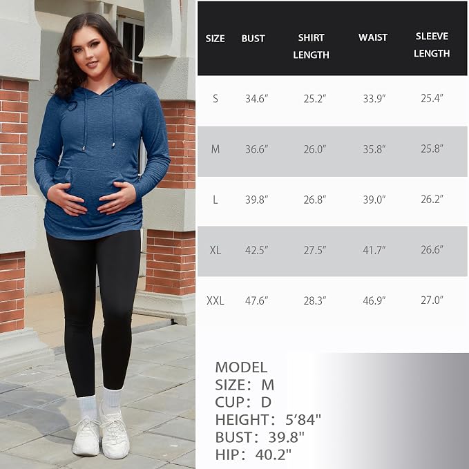GINKANA Maternity Hoodie Long Sleeves Shirts Casual Maternity Top Pregnancy - Image 7