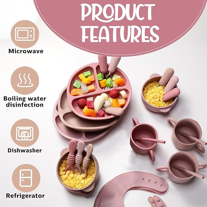 Yinder 24 Pack Silicone Baby Feeding Set Baby LED Weaning Supplies Includes - Image 5