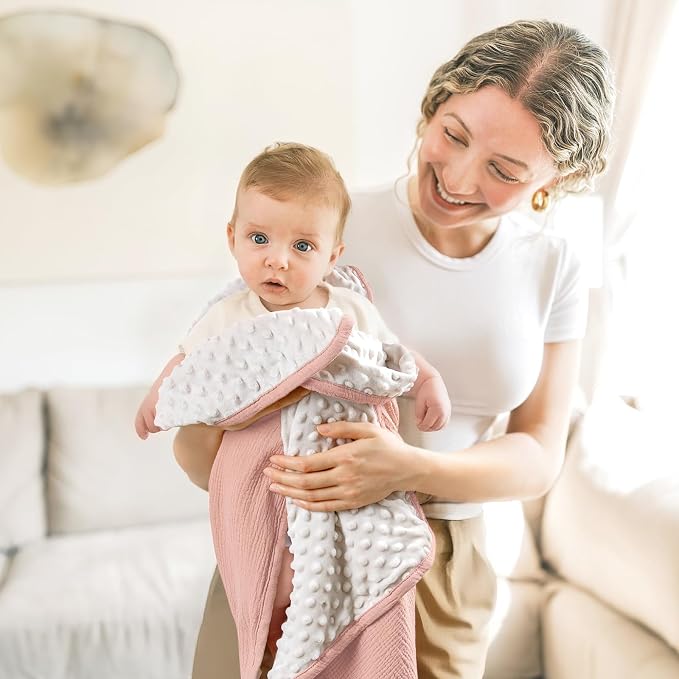 lulumoon Baby Blanket for Newborn Receiving: Minky Dot & Muslin Lightweight - Image 6