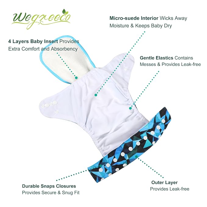 Wegreeco Cloth Diapers 6 Pack - Image 3